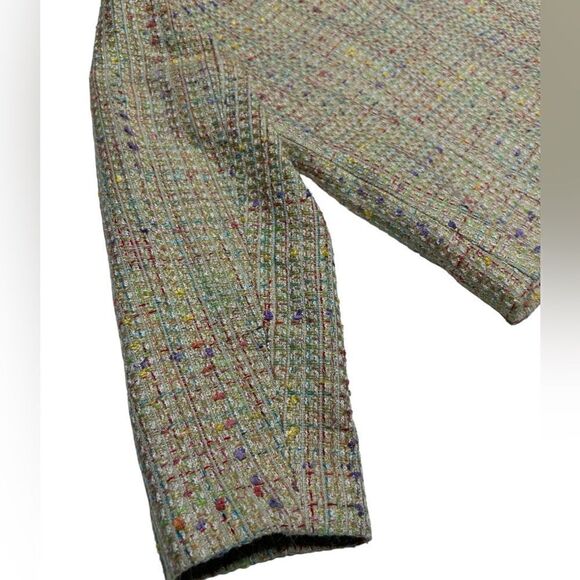 Coldwater Creek Rainbow Tweed Jacket Colorful Zip Up Light Coat Cute 14 Petite - Picture 6 of 8